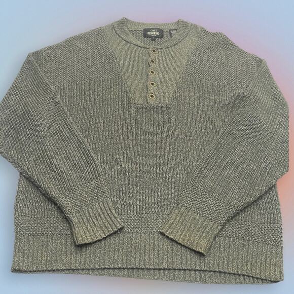 REDHEAD Men’s Large Green Button Collar Sweater - Picture 2 of 3